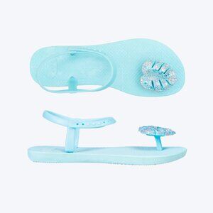 ZHOELALA — Sandals Comfort "TROPICAL LEAVES" • Sky Blue